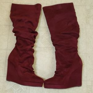 Women's Slouchy Knee High Platform Wedge Boots